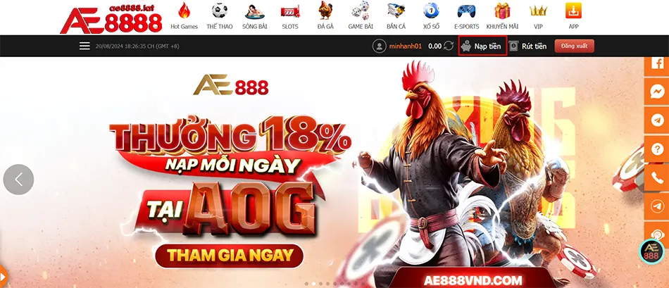 Cách hướng dẫn nạp tiền AE888 chi tiết từ A đến Z