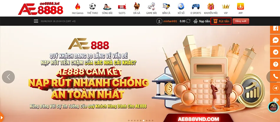 Các bước hướng dẫn rút tiền AE8888 nhanh chóng và an toàn