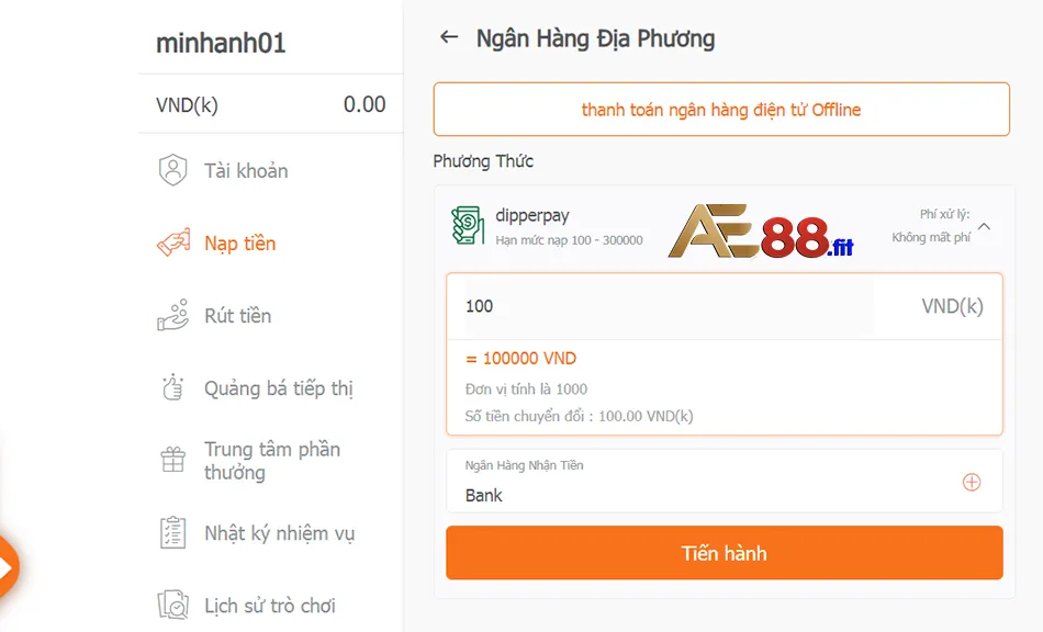 Một số những lưu ý quan trọng khi nạp tiền nhà cái AE888