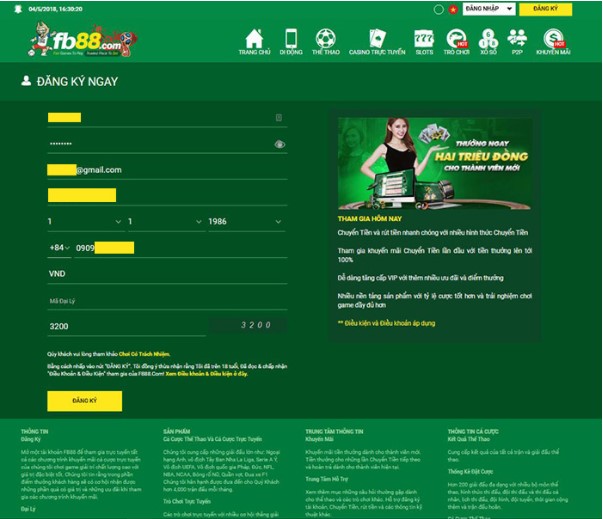 Đăng ký FB88 để chơi game Rồng Hổ