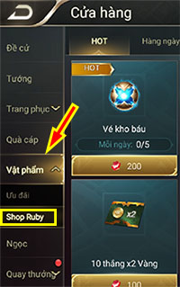 Chọn Shop Ruby