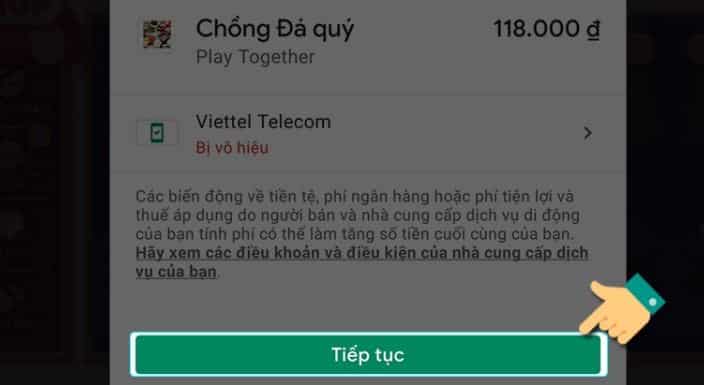 Nhấn nút Tiếp tục
