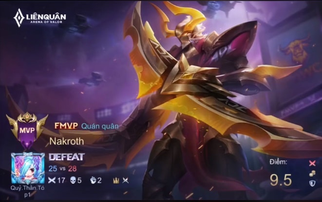 Hình ảnh bị defeat của tướng ở Liên Quân